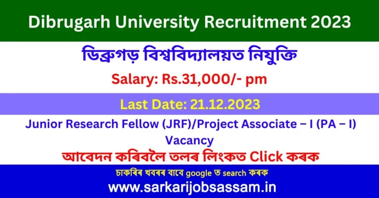 Dibrugarh University Recruitment