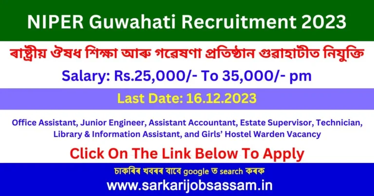 NIPER Guwahati Recruitment